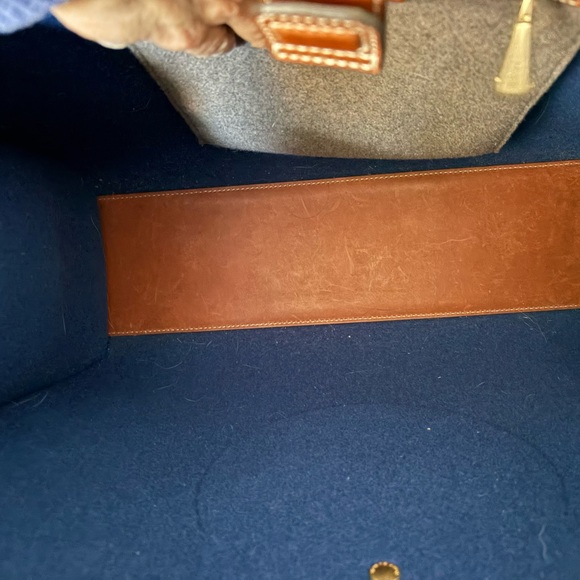 Tory Burch Gray Felt Ella Tote with Brown Leather Trim - Picture 12 of 12